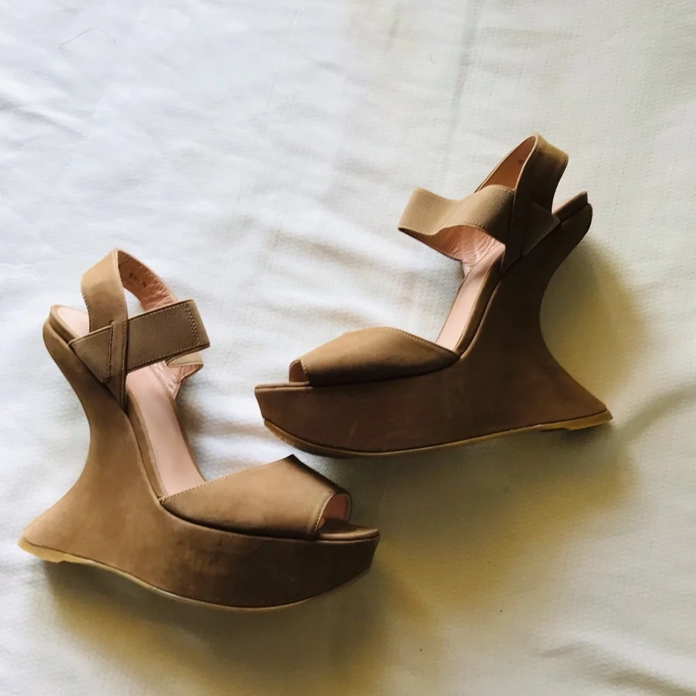 Stuart weitzman suede Tan‎ Wedge Heels